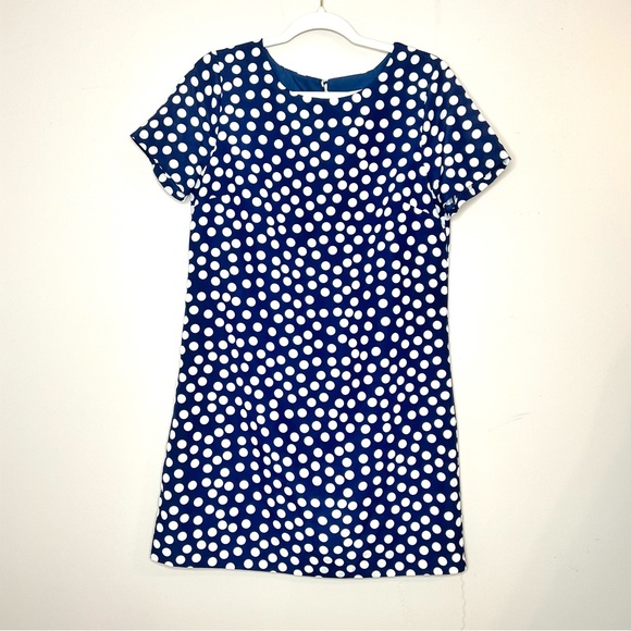 J Crew Mod Dot Polka Dot Shift Mini Dress Navy White Nautical Preppy Coastal 6 - Picture 2 of 12